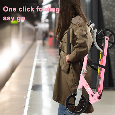Reinforced PU 2 Wheels Foldable Push Scooter 220Ibs Load Safe Riding